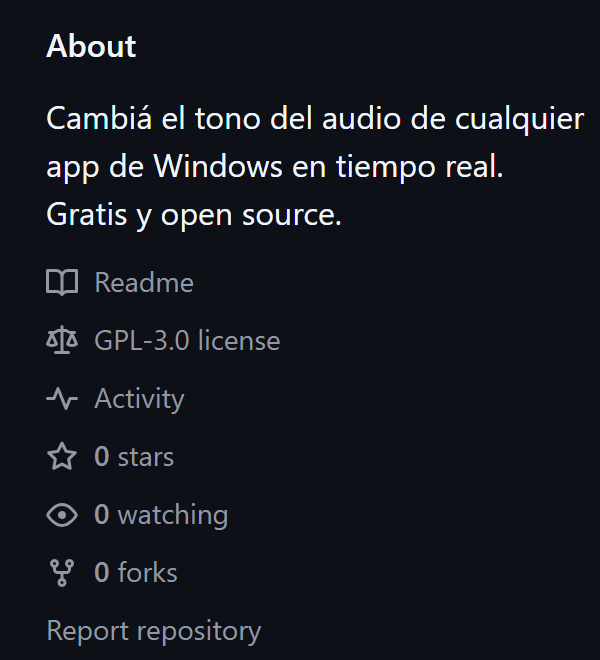 Audio Pitcher repository on GitHub with the GPL 3.0 license